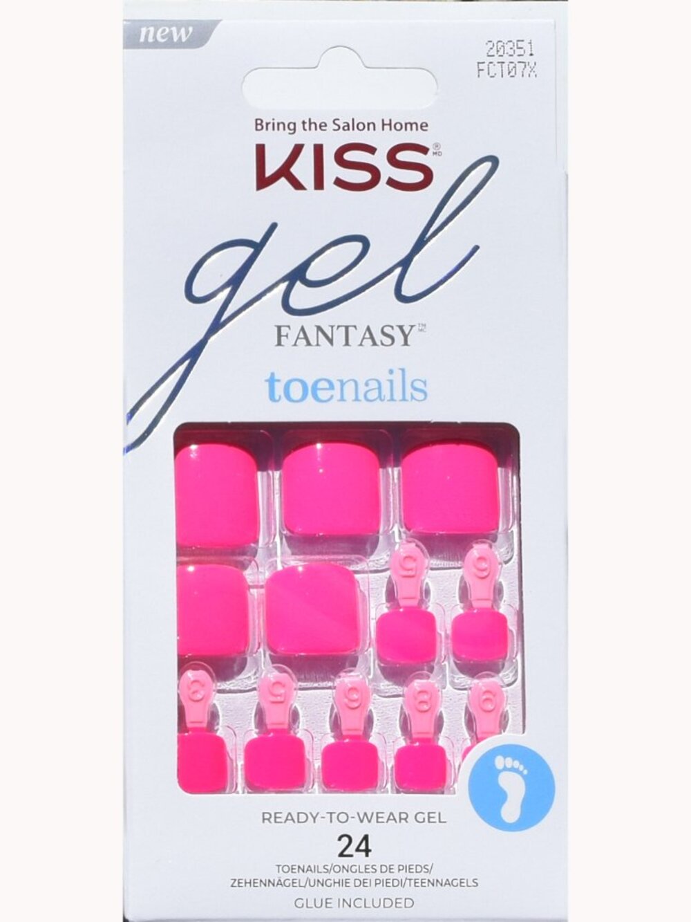 Kiss Gel Fantasy Toenails Pedicure Kit - No Fear (Solid Pink)